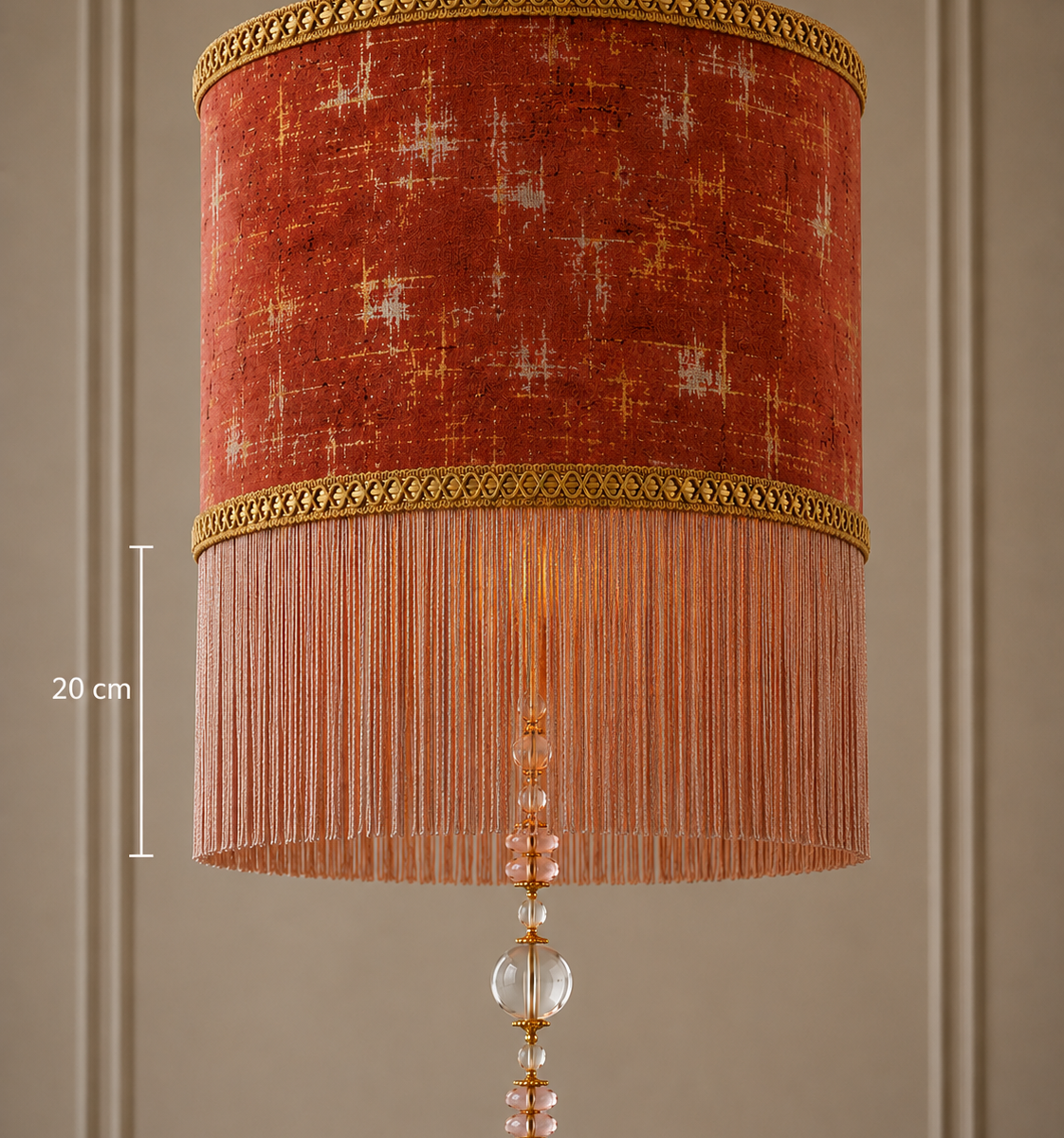 Abat-jour suspension en velours terracotta à longues franges – Astral Suspension Frappé Astral terracotta